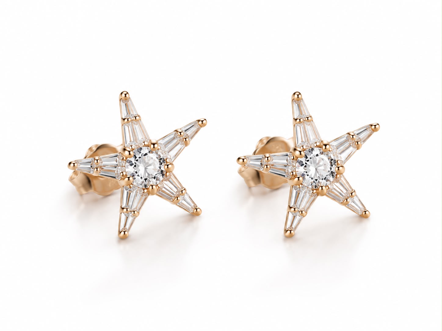 Celestial Starburst Stud Earrings | 925 Sterling Silver | Veera Aabha