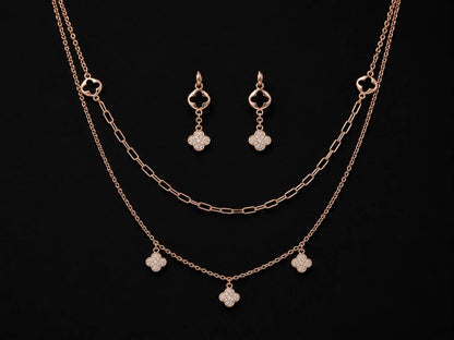 Rosé Clover Layered Necklace Set | 925 Sterling Silver | Veera Aabha
