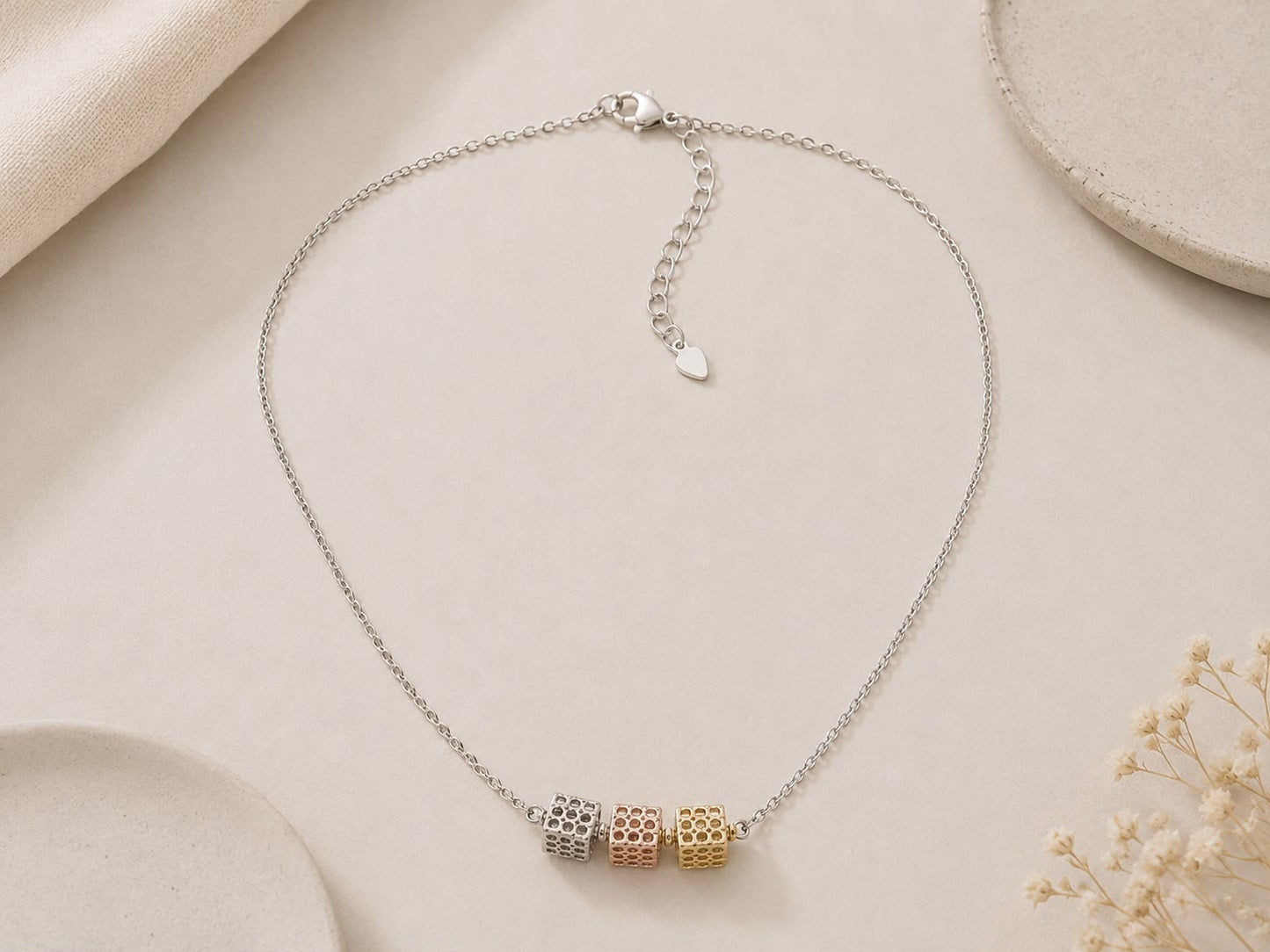 Trinity Luxe Barrel Necklace | 925 Sterling Silver | Veera Aabha
