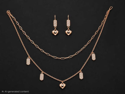 Rosé Heart Layered Necklace Set | 925 Sterling Silver | Veera Aabha