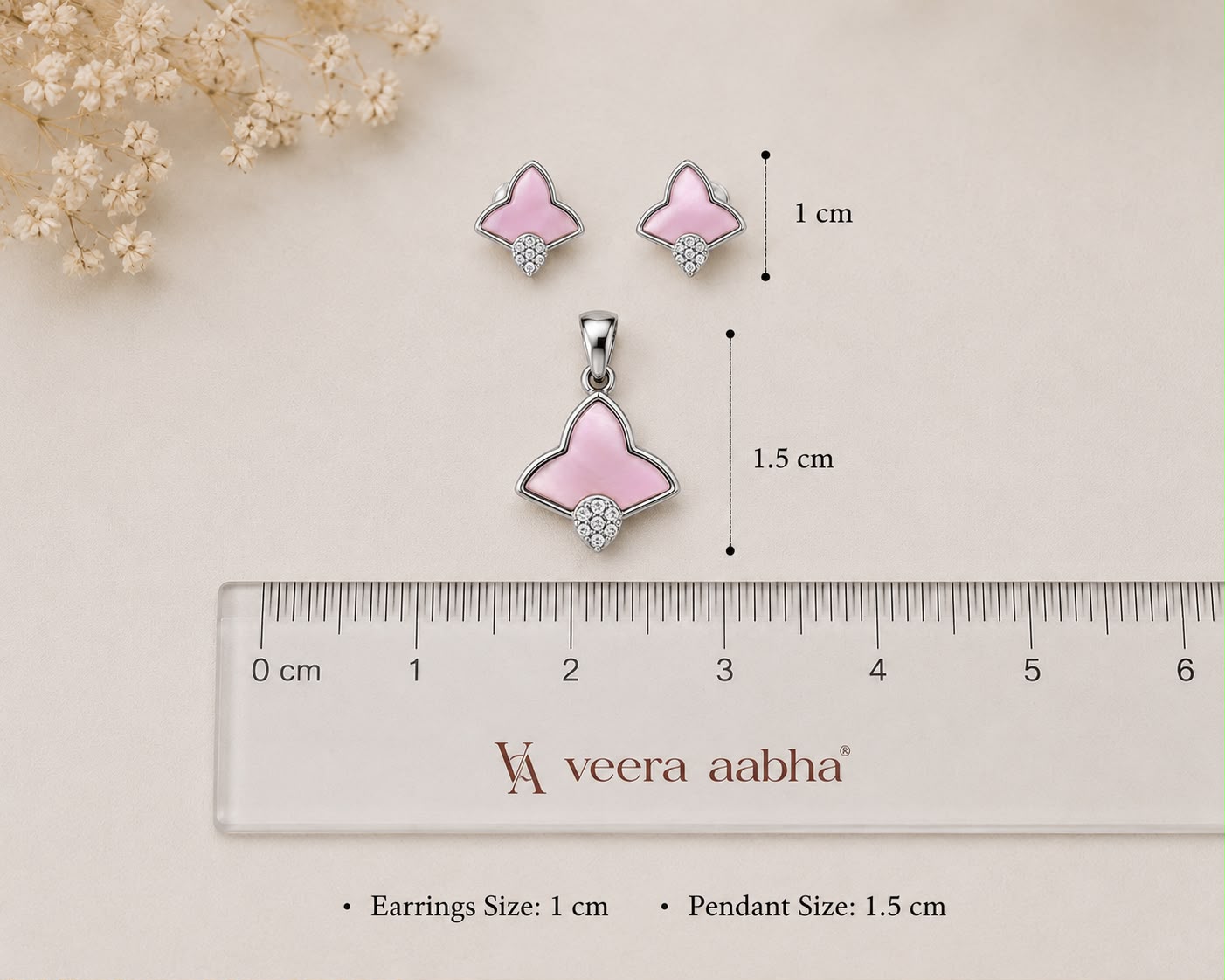 Blush Petal 925 Sterling Silver Pendant Set by Veera Aabha