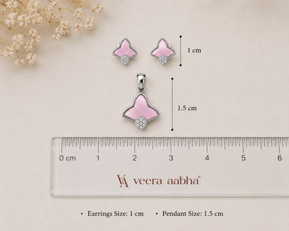 Blush Petal 925 Sterling Silver Pendant Set by Veera Aabha