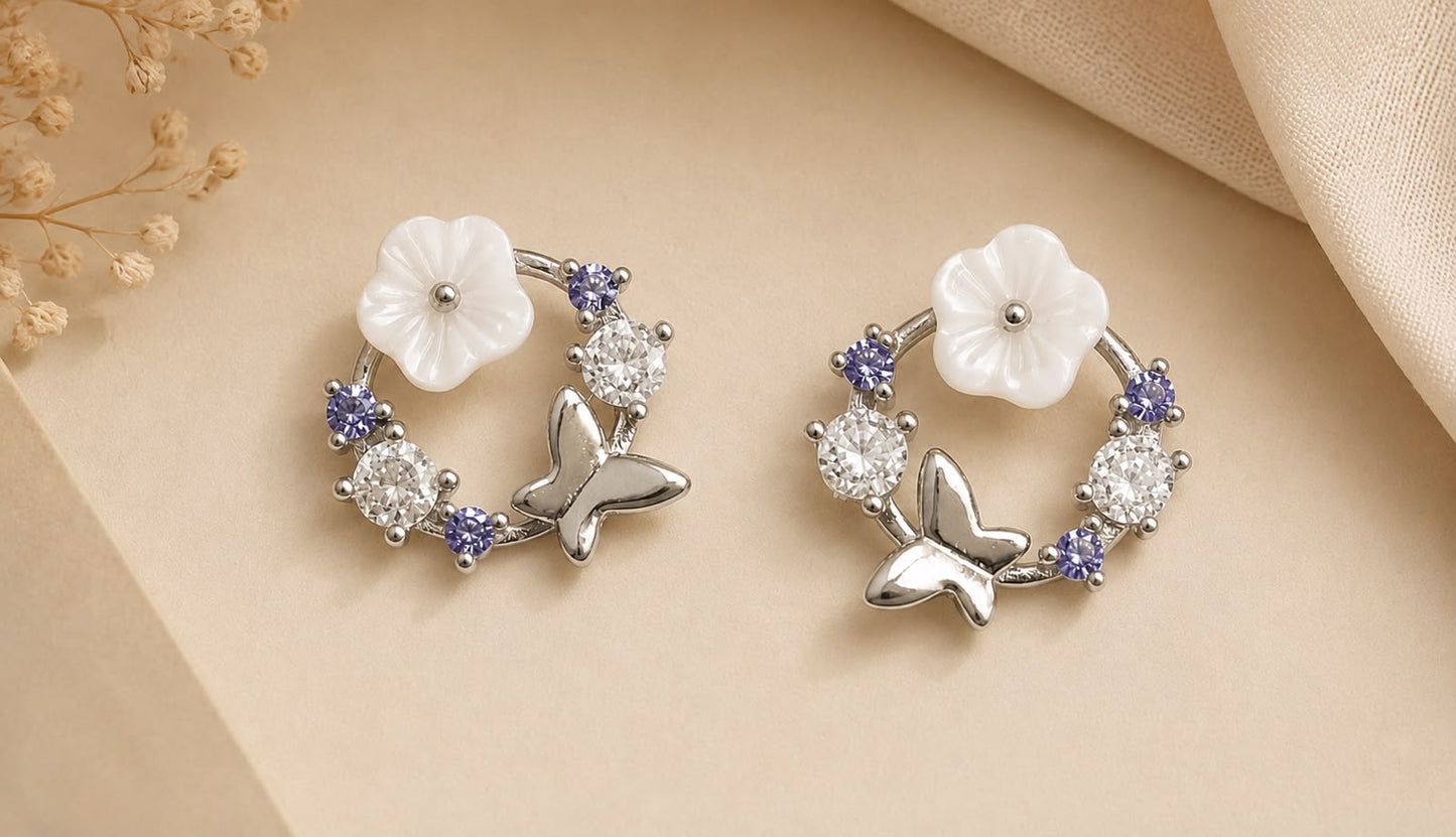 Flutter Bloom Stud Earrings | 925 Sterling Silver | Veera Aabha
