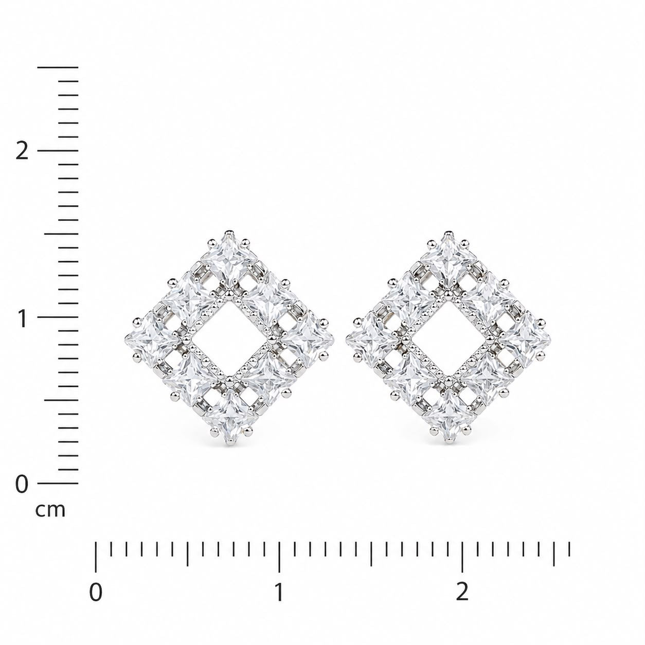 Celestial Square Halo Stud Earrings | 925 Sterling Silver | Veera Aabha