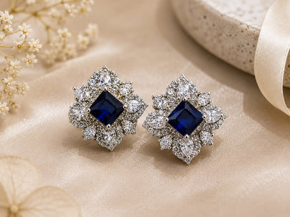 Royal Sapphire Halo Pendant Set | 925 Sterling Silver | Veera Aabha