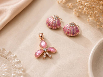 Blush Bloom 925 Sterling Silver Pendant Set by Veera Aabha