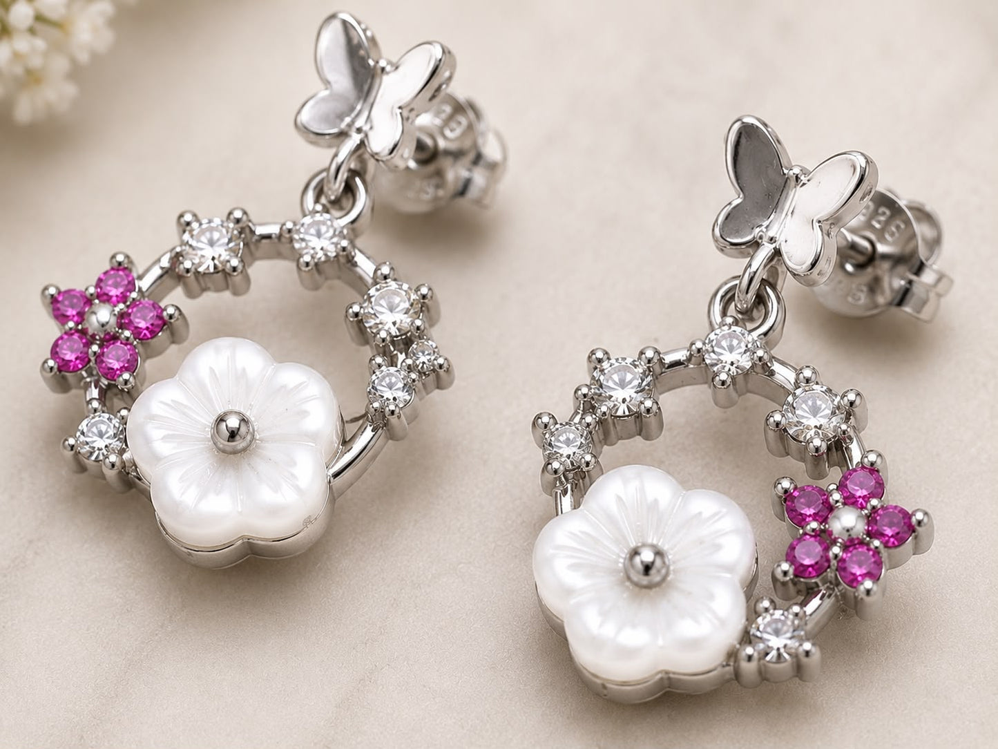 Floral Wreath Drop Earrings | 925 Sterling Silver | Veera Aabha