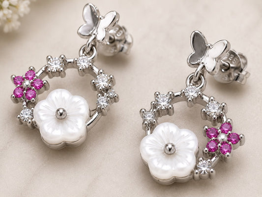 Floral Wreath Drop Earrings | 925 Sterling Silver | Veera Aabha