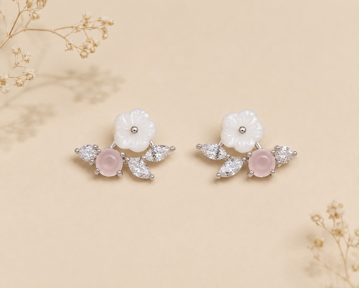 Blush Blossom Stud Earrings | 925 Sterling Silver | Veera Aabha