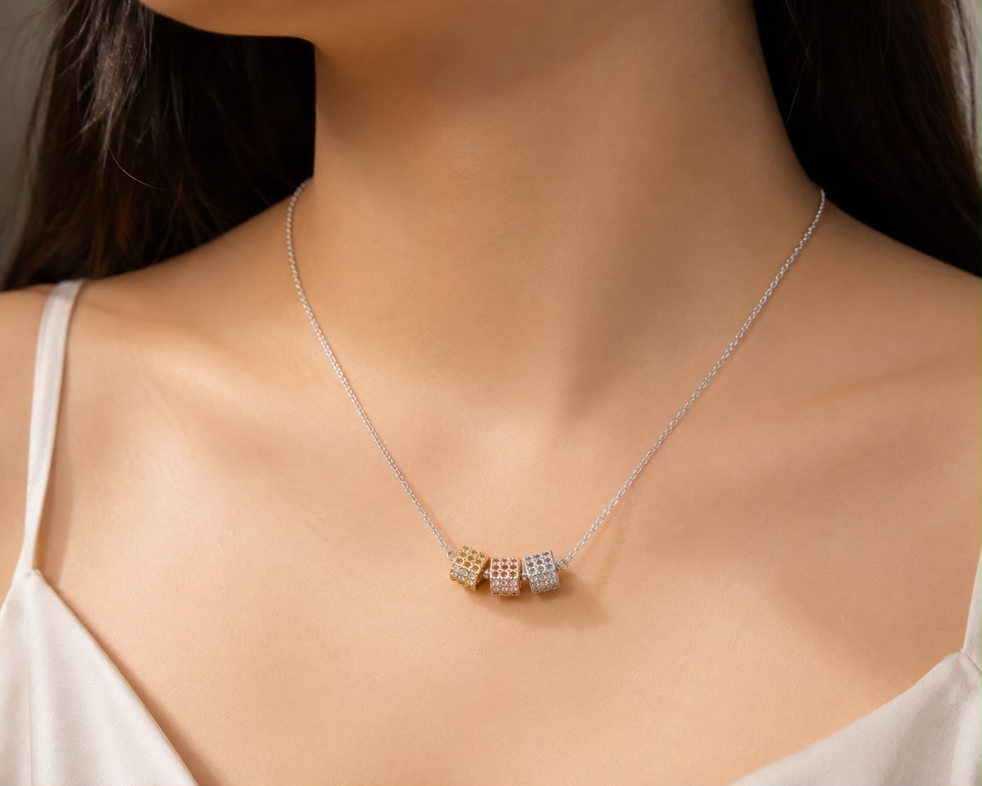 Trinity Luxe Barrel Necklace | 925 Sterling Silver | Veera Aabha