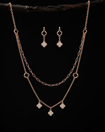 Rosé Clover Layered Necklace Set | 925 Sterling Silver | Veera Aabha