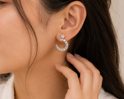 Celestial Star Hoop Earrings | 925 Sterling Silver | Veera Aabha