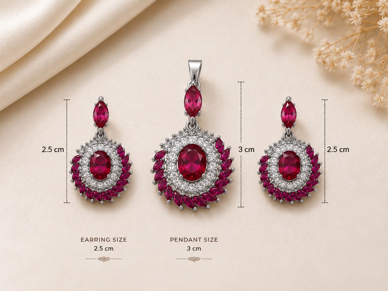 Ruby Royale 925 Sterling Silver Pendant Set by Veera Aabha