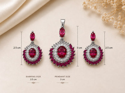 Ruby Royale 925 Sterling Silver Pendant Set by Veera Aabha
