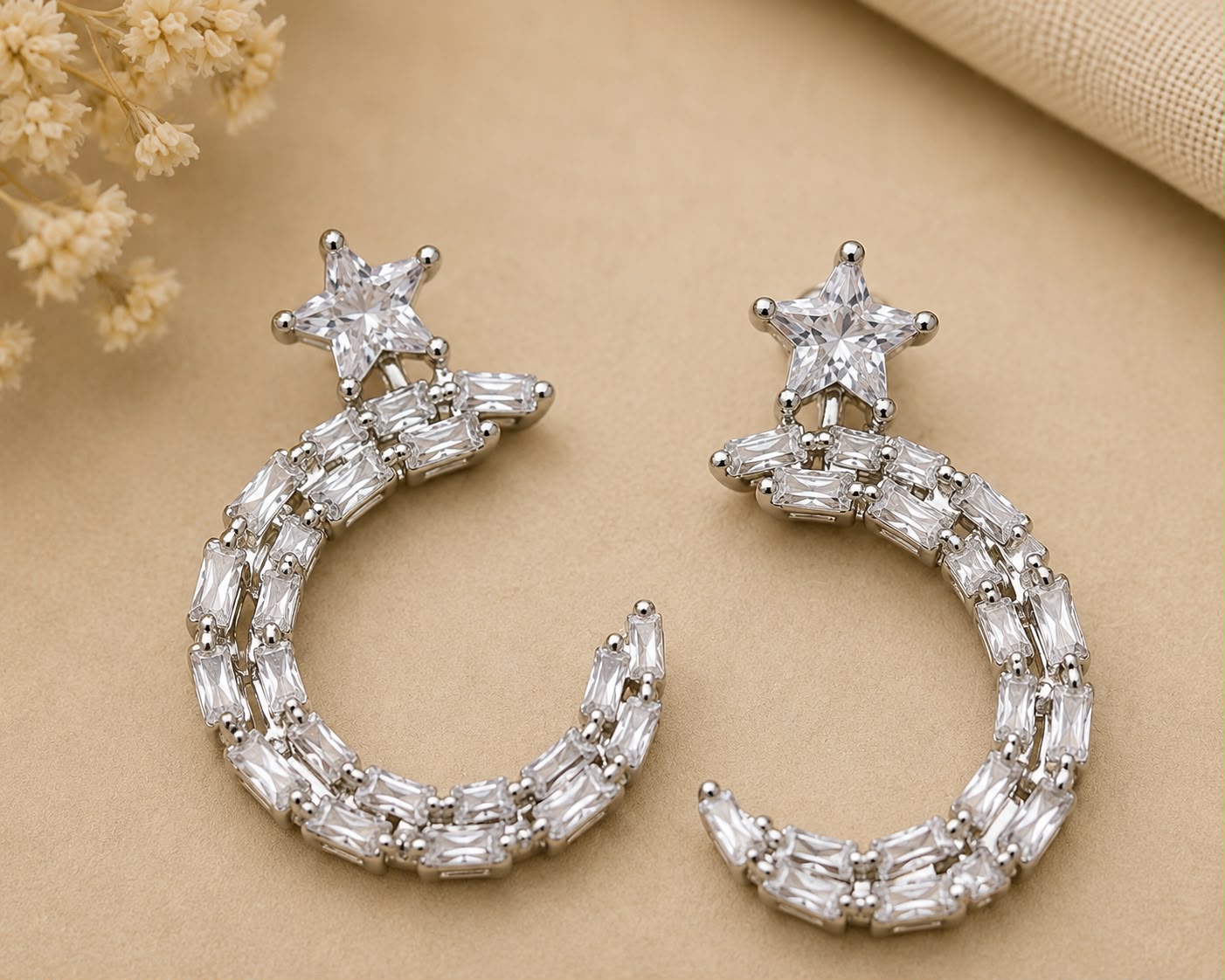 Celestial Star Hoop Earrings | 925 Sterling Silver | Veera Aabha