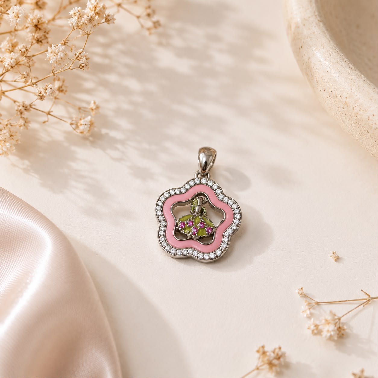Royal Blossom Crown 925 Sterling Silver Pendant Set by Veera Aabha