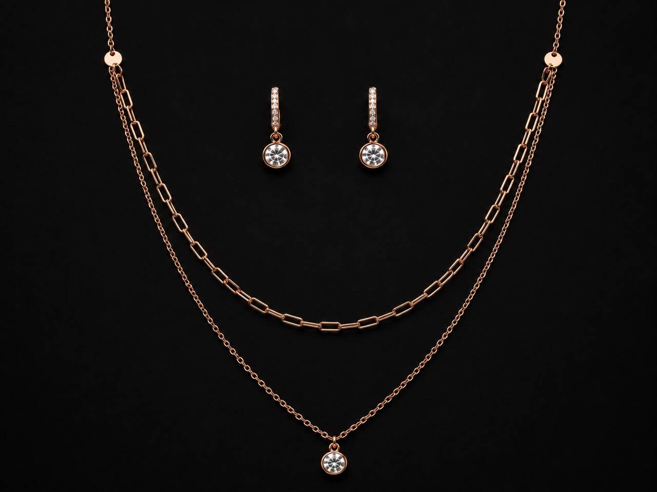 Rosé Lumière Layered Necklace Set | 925 Sterling Silver | Veera Aabha