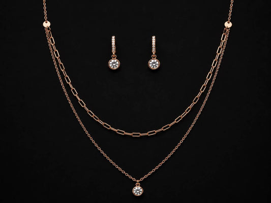 Rosé Lumière Layered Necklace Set | 925 Sterling Silver | Veera Aabha