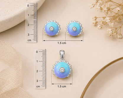 Azure Bloom 925 Sterling Silver Pendant Set by Veera Aabha