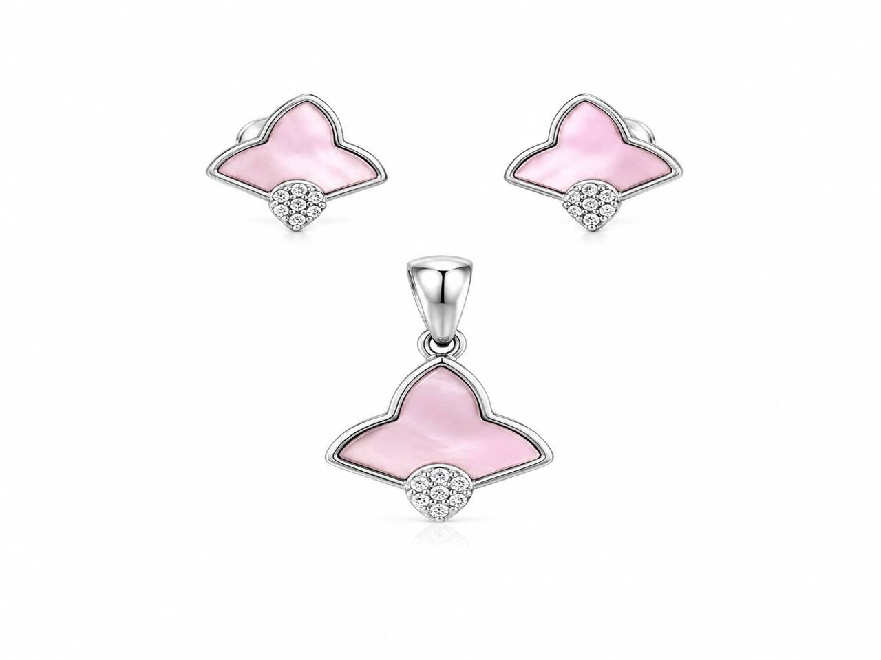 Blush Petal 925 Sterling Silver Pendant Set by Veera Aabha