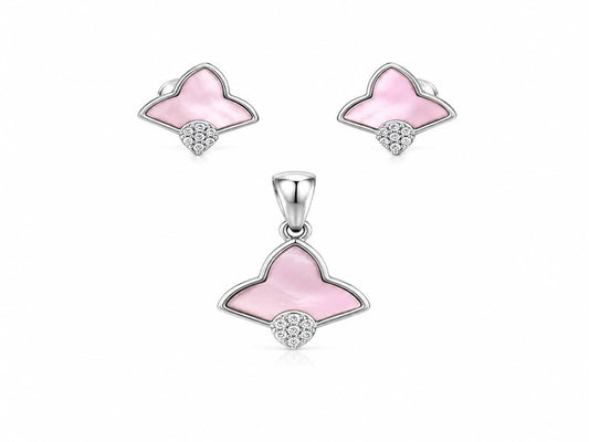 Blush Petal 925 Sterling Silver Pendant Set by Veera Aabha