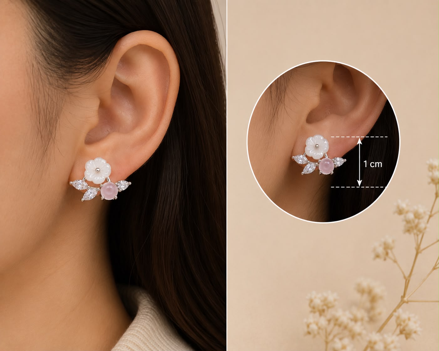 Blush Blossom Stud Earrings | 925 Sterling Silver | Veera Aabha