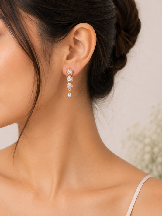 Rose Radiance Drop Earrings | 925 Sterling Silver | Veera Aabha