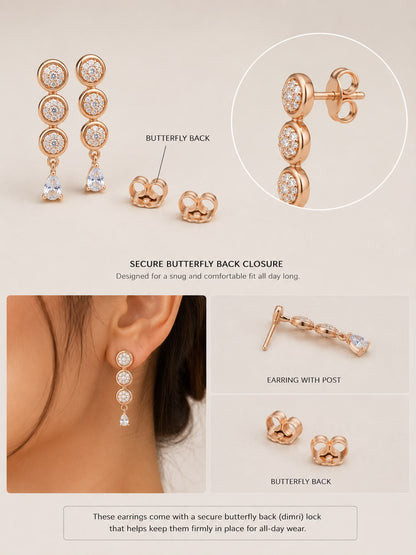 Rose Radiance Drop Earrings | 925 Sterling Silver | Veera Aabha