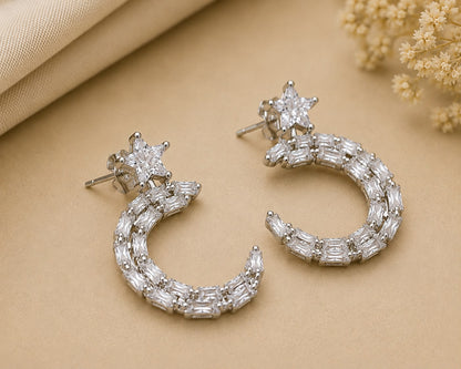 Celestial Star Hoop Earrings | 925 Sterling Silver | Veera Aabha