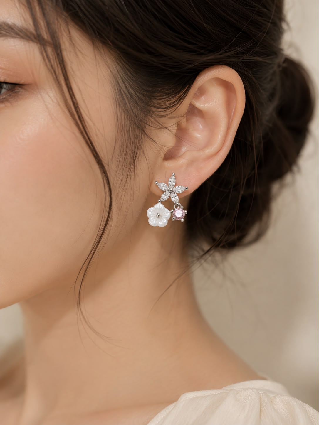 Pearl Blossom Stud Earrings | 925 Sterling Silver | Veera Aabha