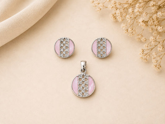 Blush Radiance Pendant Set | 925 Sterling Silver | Veera Aabha