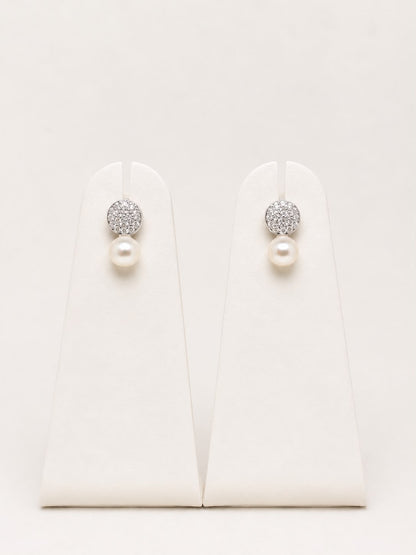 Celeste Pearl Stud Earrings | 925 Sterling Silver | Veera Aabha