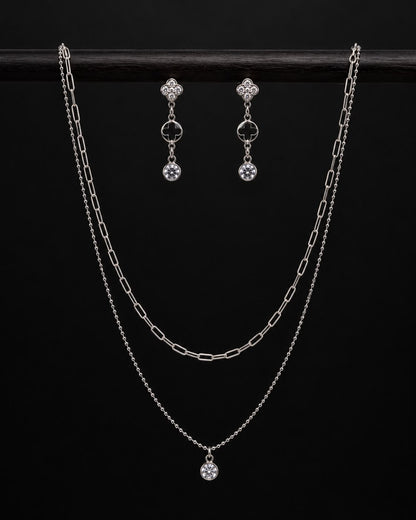 Midnight Clover Layered Necklace Set | 925 Sterling Silver | Veera Aabha