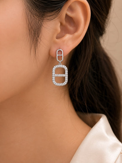 Lumière Pavé Link Earrings | 925 Sterling Silver | Veera Aabha