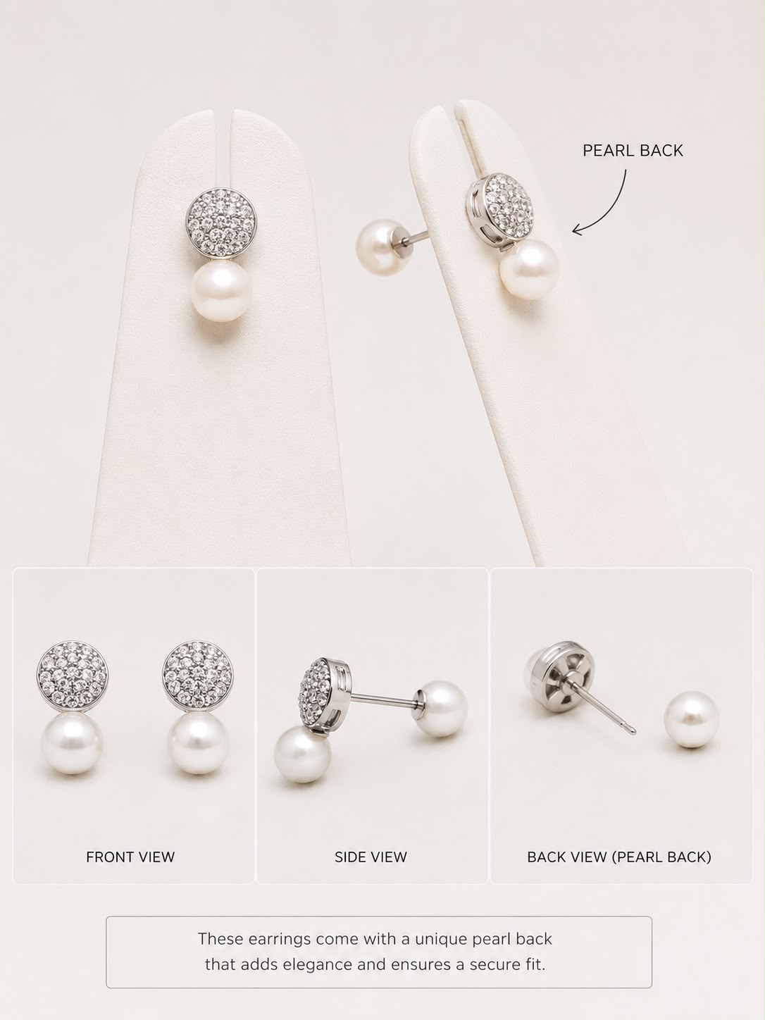 Celeste Pearl Stud Earrings | 925 Sterling Silver | Veera Aabha