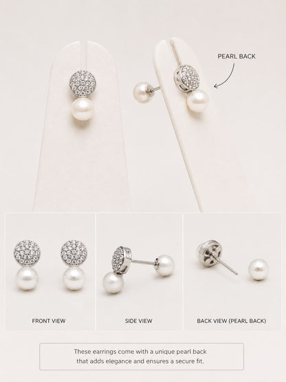 Celeste Pearl Stud Earrings | 925 Sterling Silver | Veera Aabha