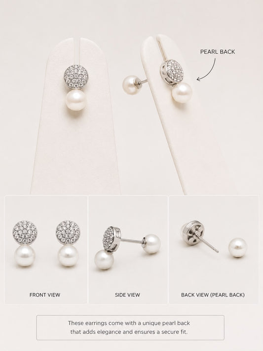 Celeste Pearl Stud Earrings | 925 Sterling Silver | Veera Aabha
