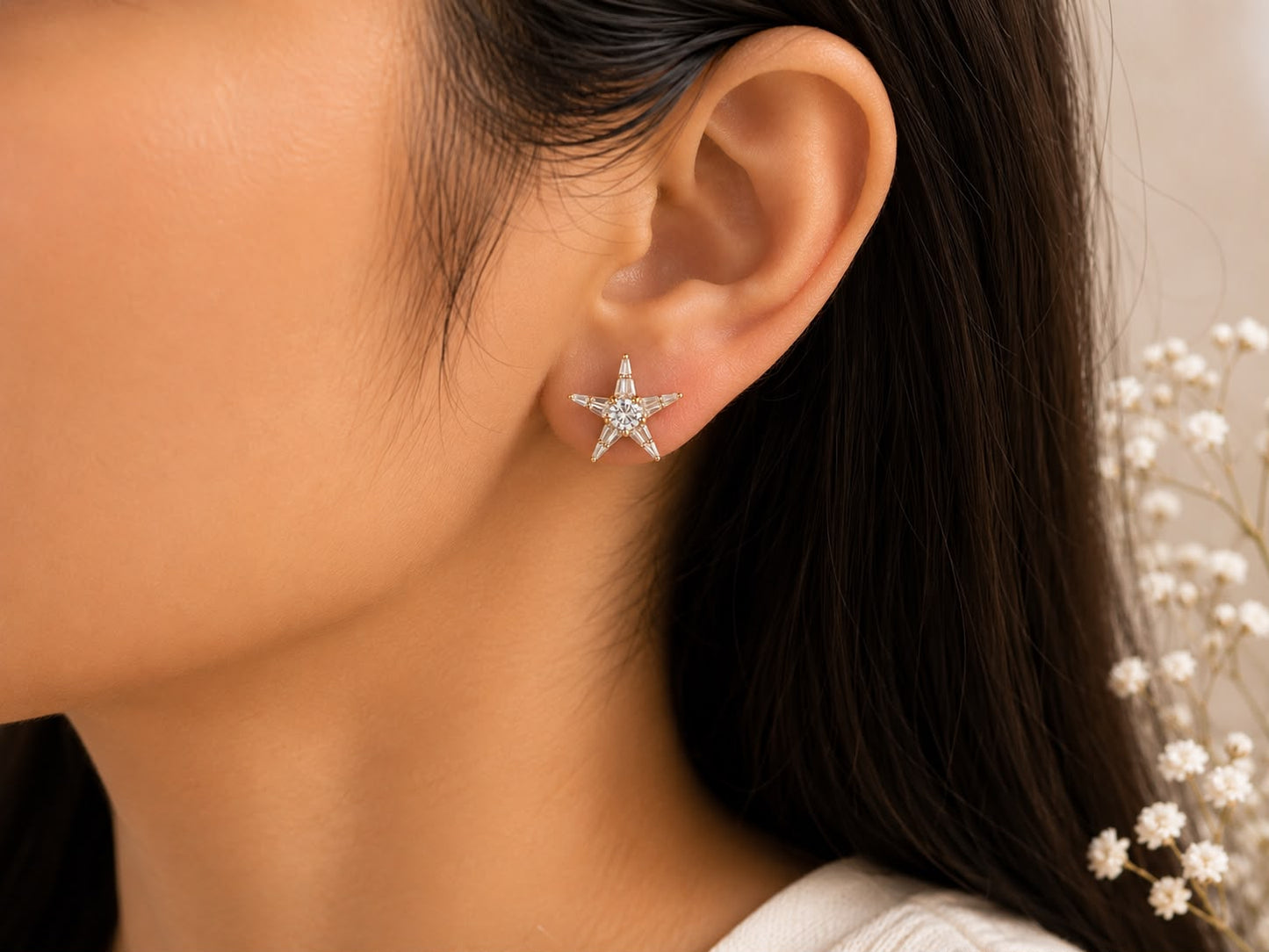Celestial Starburst Stud Earrings | 925 Sterling Silver | Veera Aabha