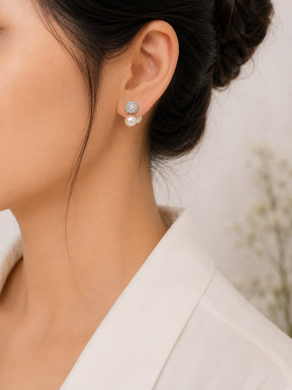 Celeste Pearl Stud Earrings | 925 Sterling Silver | Veera Aabha