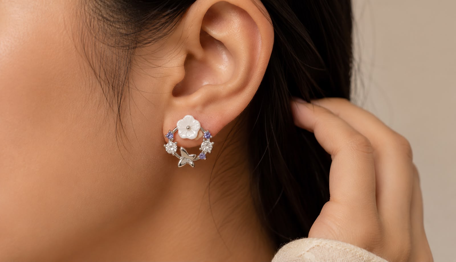 Flutter Bloom Stud Earrings | 925 Sterling Silver | Veera Aabha