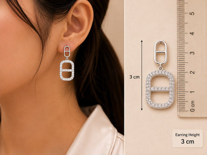Lumière Pavé Link Earrings | 925 Sterling Silver | Veera Aabha