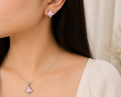 Blush Petal 925 Sterling Silver Pendant Set by Veera Aabha