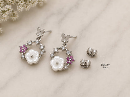 Floral Wreath Drop Earrings | 925 Sterling Silver | Veera Aabha
